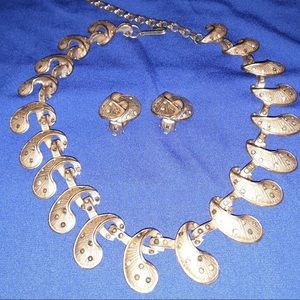 Paisley design necklace, earrings, by Kramer